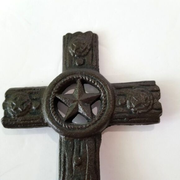 Cast Iron Western Cross / Iron Rope Cross Cowboy Cross / Metal Cross 6"H x 4"W - Picture 2 of 6